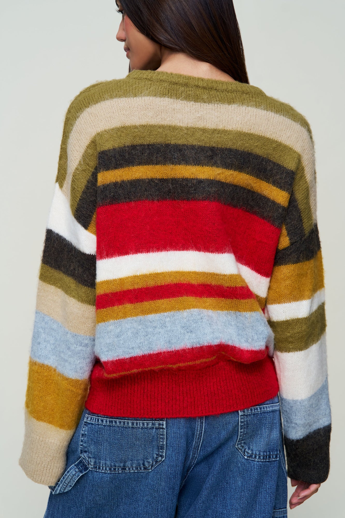 Womens | Hawley Oversized Stripe Wool Jumper | Olive