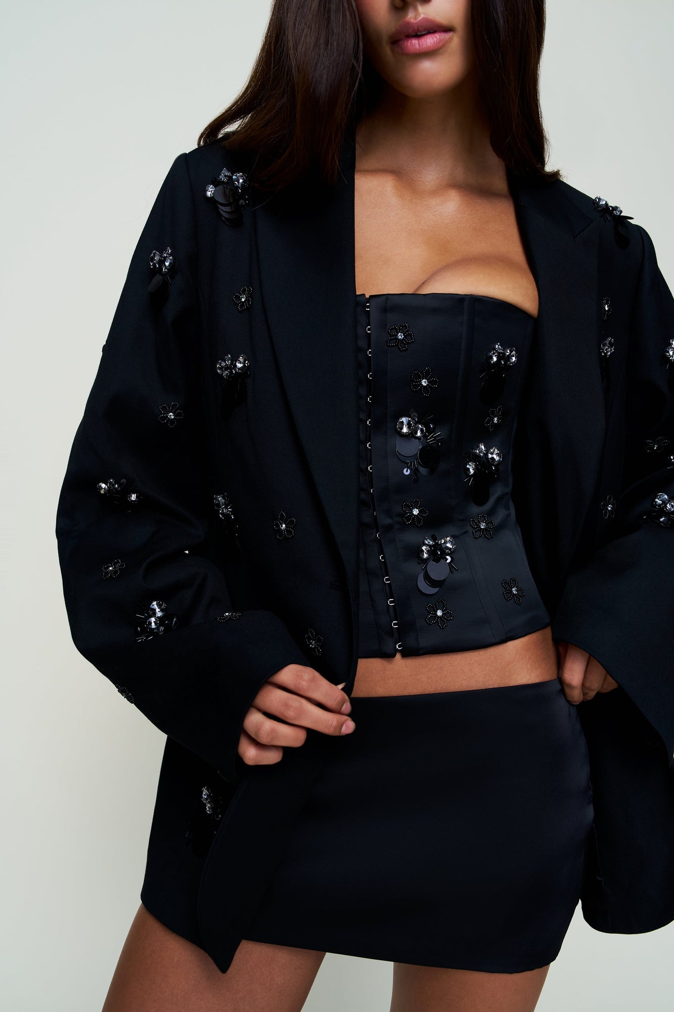 Womens | Embellished Oversized Blazer | Black