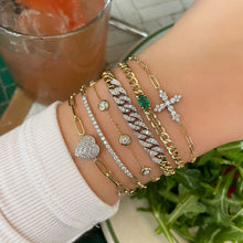 14Kt Yellow Gold Emerald And Cuban Link Bracelet | Yellow Gold