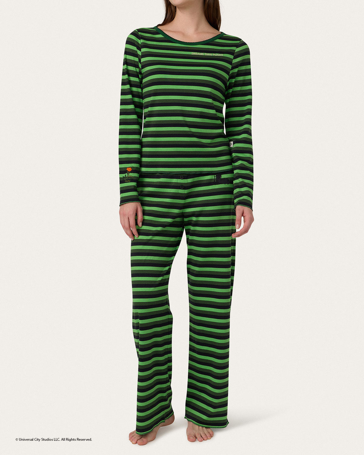 Womens | Elphaba Stripe Long PJ Set x Wicked | Forest