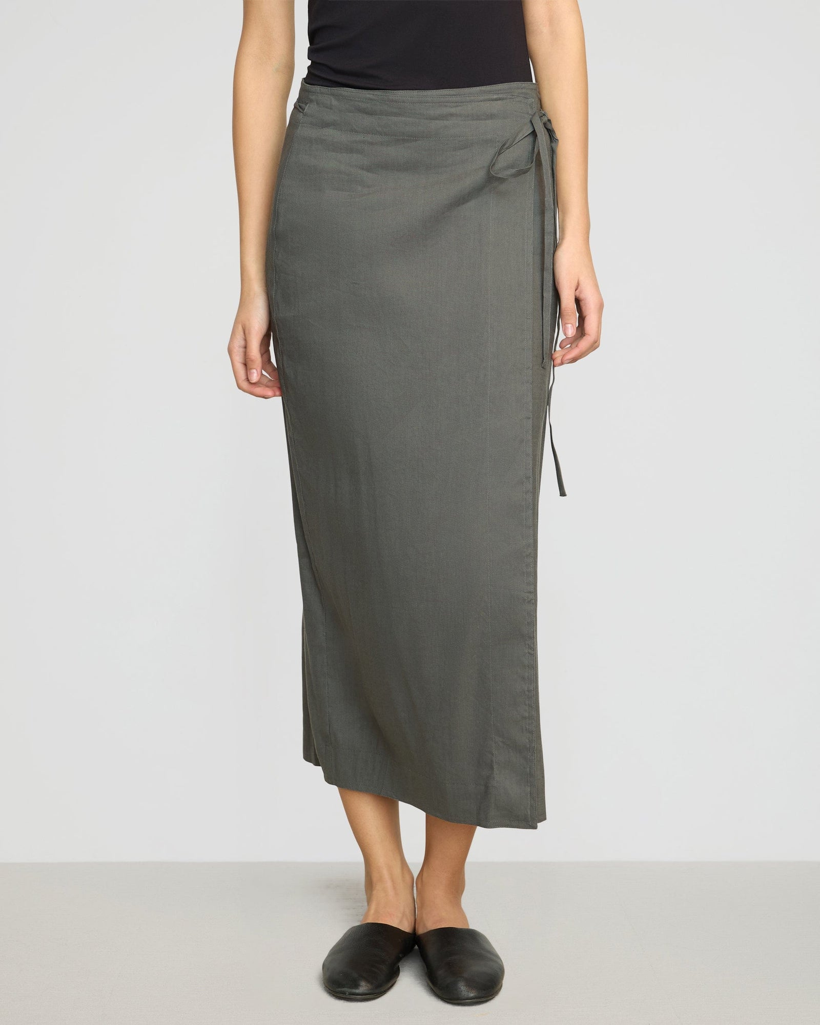 Ellie Linen Maxi Wrap Skirt | Pebble