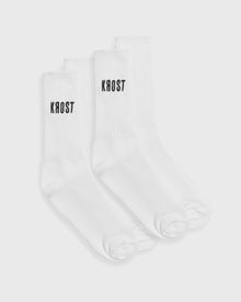 Embroidered Organic Cotton Rib Knit Socks in White (2-Pack)