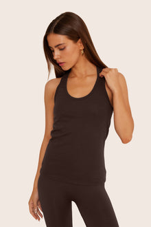Classic Cotton Daily Racer Tank | Espresso