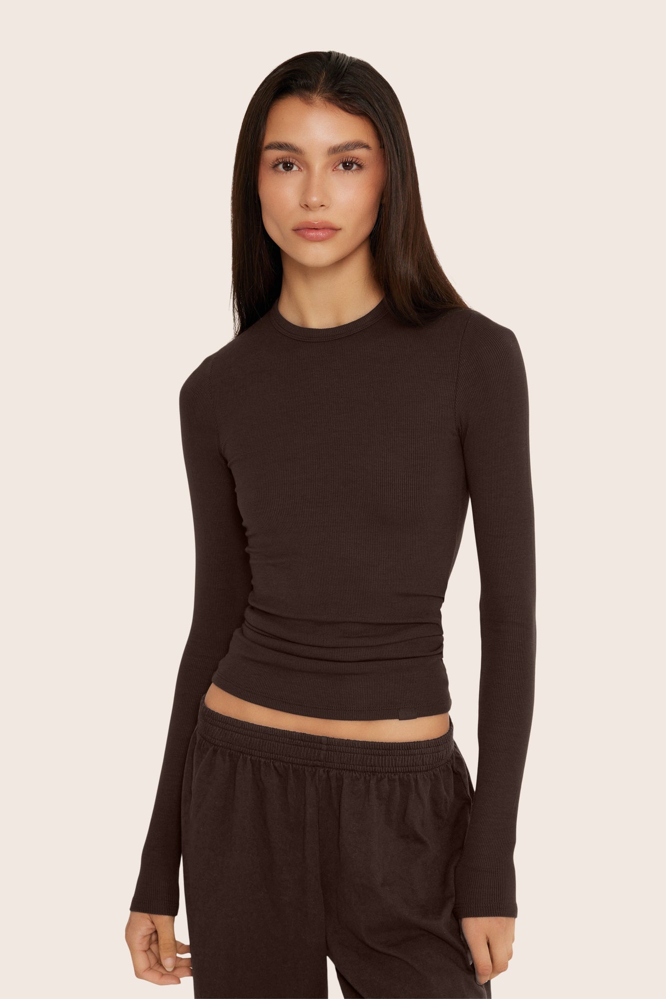 Ribbed Modal Body Long Sleeve | Espresso