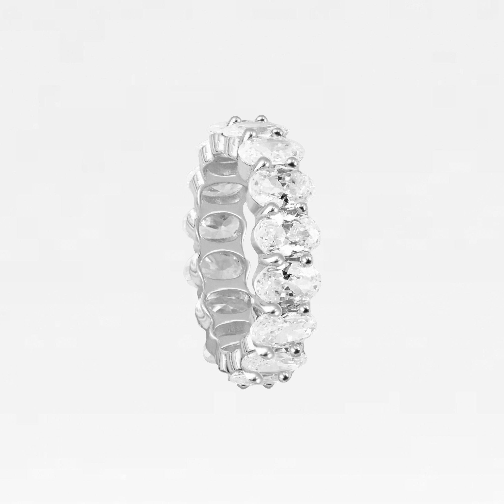 The Oval Cut Eternity Band | Rhodium Plated Brass