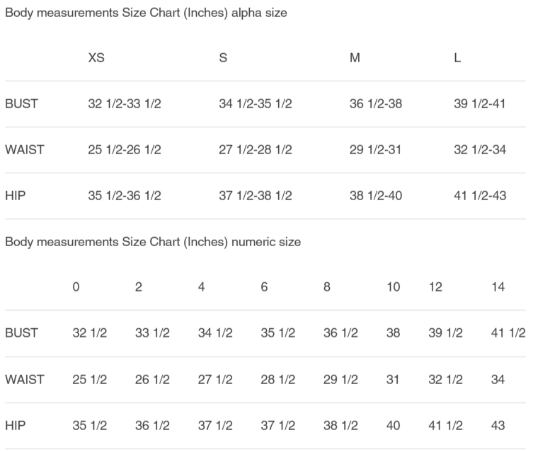 Product size guide