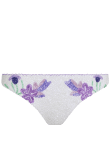Euro Summer Hand-Beaded Embellished Bikini Bottom - White/Purple - Self-Adore
