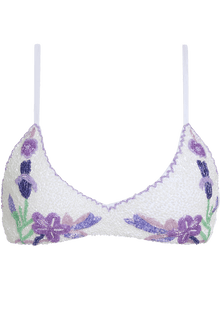 Euro Summer Hand-Beaded Embellished Bikini Top - White/Purple - Self-Adore