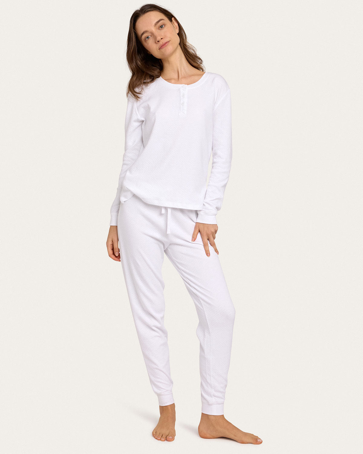 Womens | Evan PJ Set | Chalk Pointelle