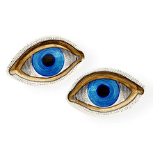 eye trinket tray set of two porcelain blue gold - front view 2
