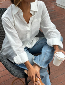 Ex-Boyfriend Button Up | White Linen - Button-Up