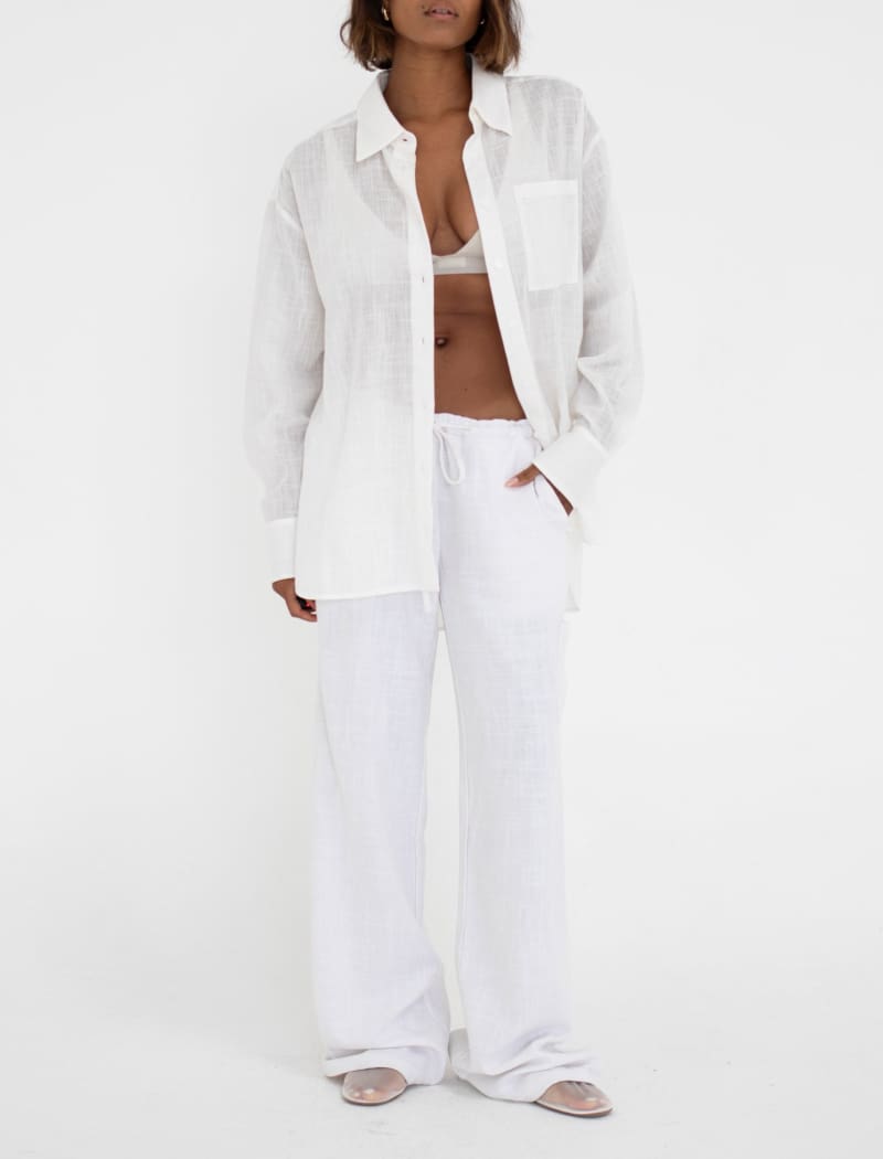 Ex-Boyfriend Button Up | White Linen - Button-Up