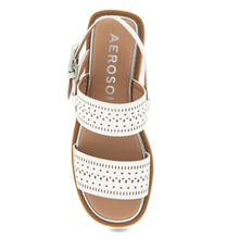 Carole Sandal Flat | White Perf Faux Leather
