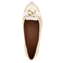 Bell Casual Flat | Natural/White Raffia/Faux Soft Nappa