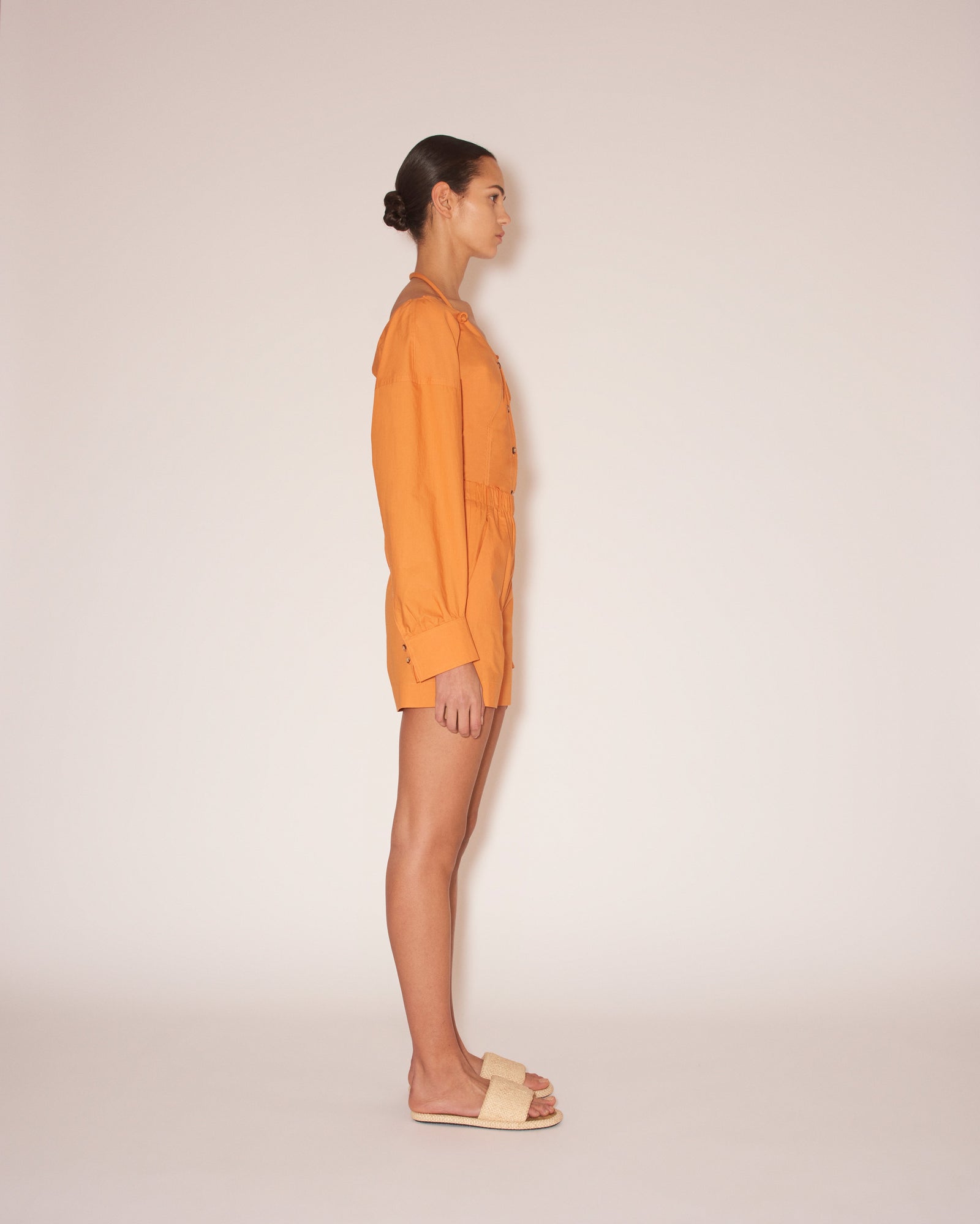 Megan Light Poplin Shorts | Orange Merino