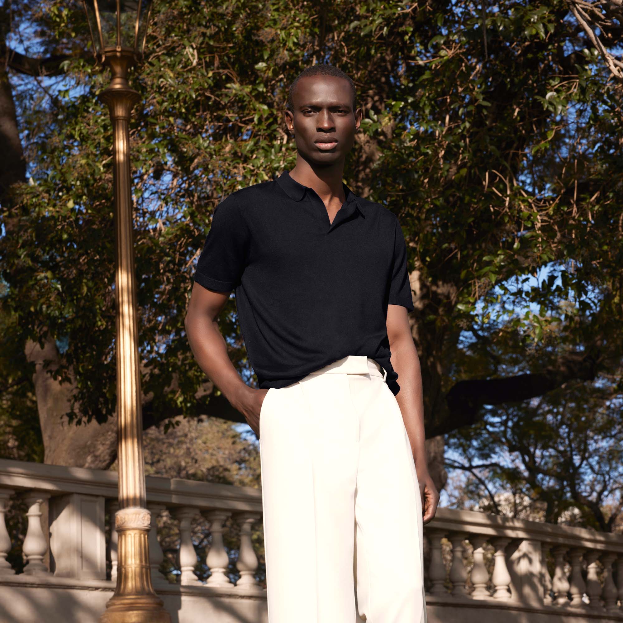 Mens | Elliot Featherlight Cashmere Short Sleeve Polo | Black