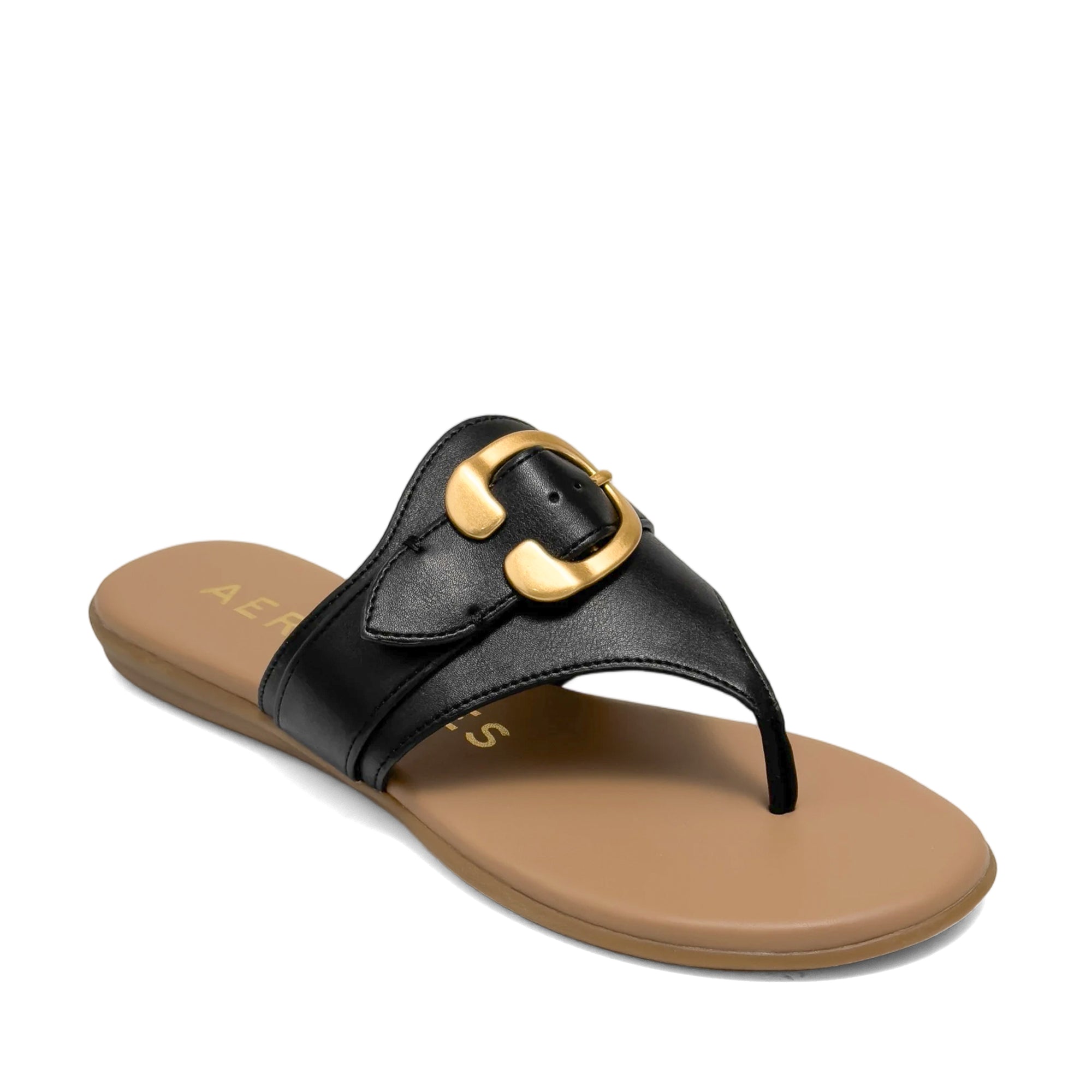 Glitz Sandal Flat | Black Faux Nappa