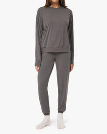 Oversized Long Sleeve Crewneck Top | Shadow