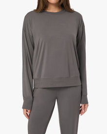 Oversized Long Sleeve Crewneck Top | Shadow