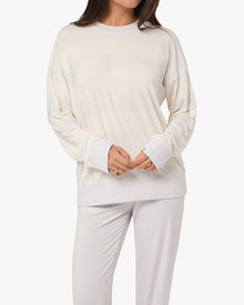 Oversized Long Sleeve Crewneck Top | Cloud Grey/Ivory