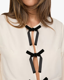 Tie Front Shirt | Ivory/Black