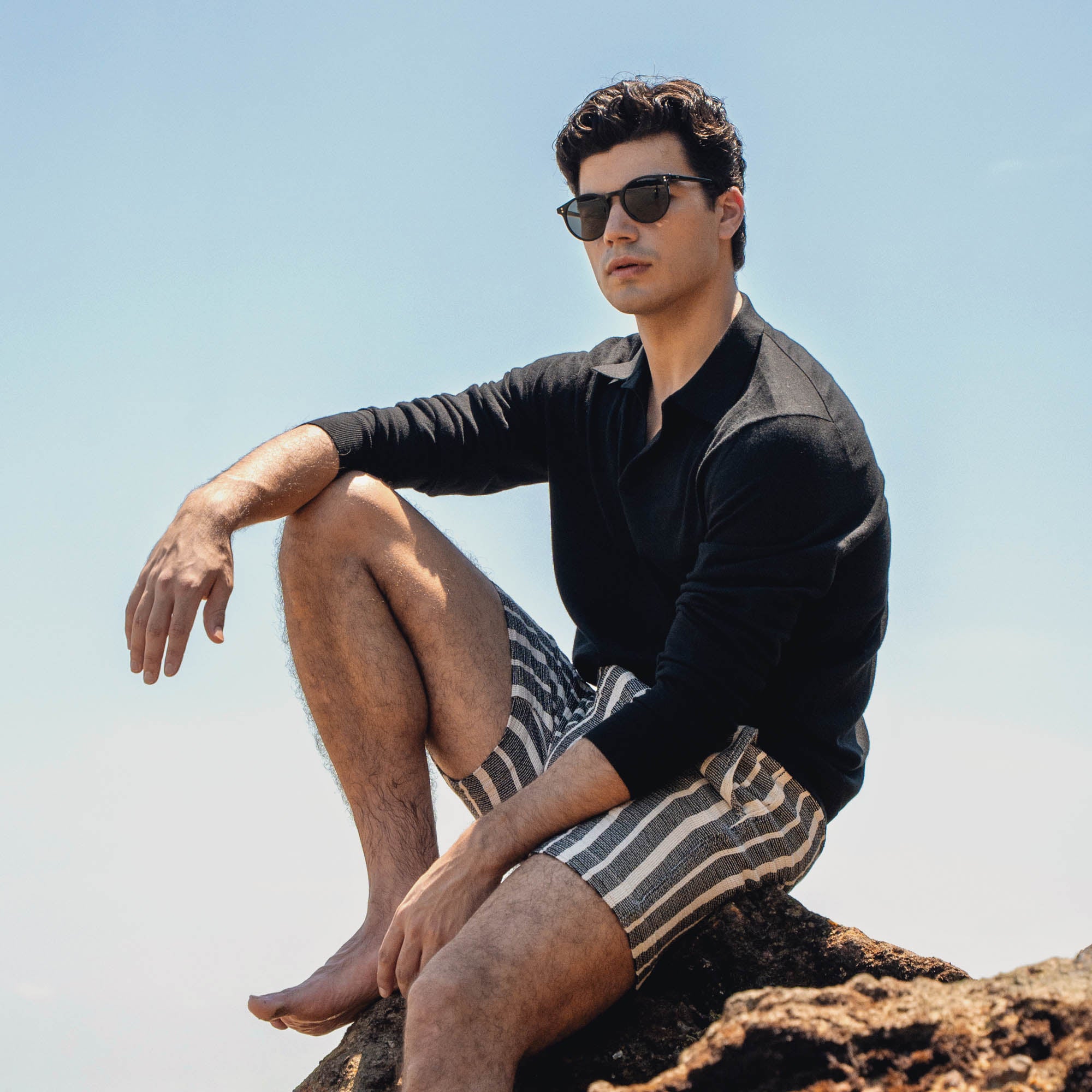 Mens | Elliot Featherlight Long Sleeve Polo | Black