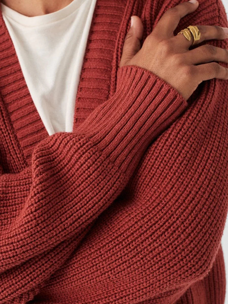 Womens | Cozy Cotton Boyfriend Cardigan | Henna