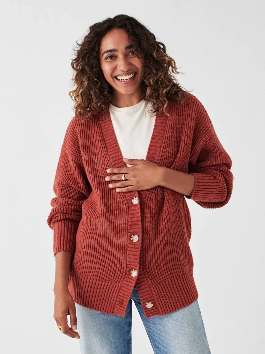 Womens | Cozy Cotton Boyfriend Cardigan | Henna