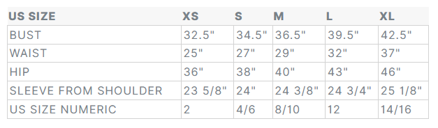 Product size guide
