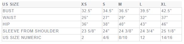 Product size guide