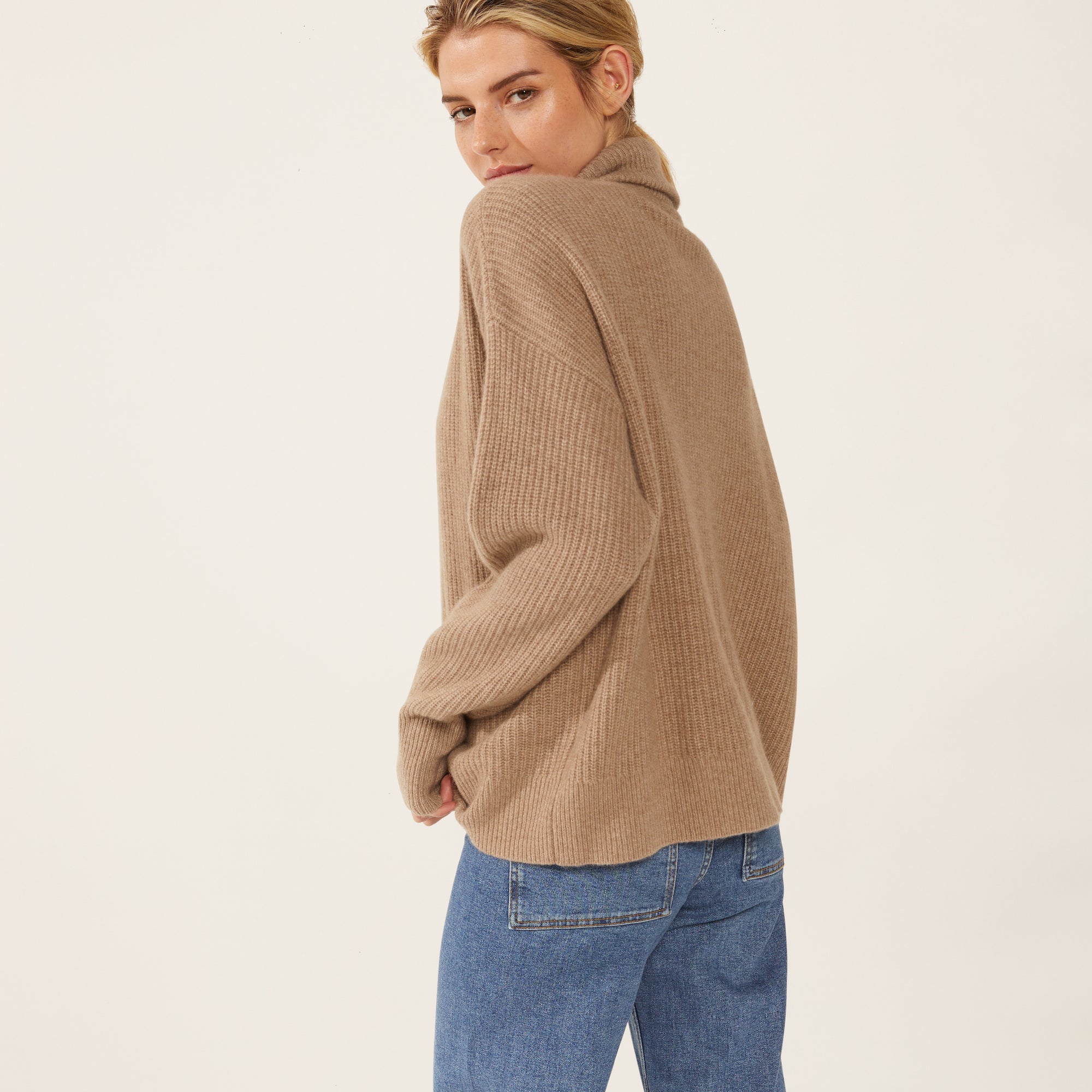 Sophia Chunky Cashmere Quarter Zip Pullover | Brown | Womens