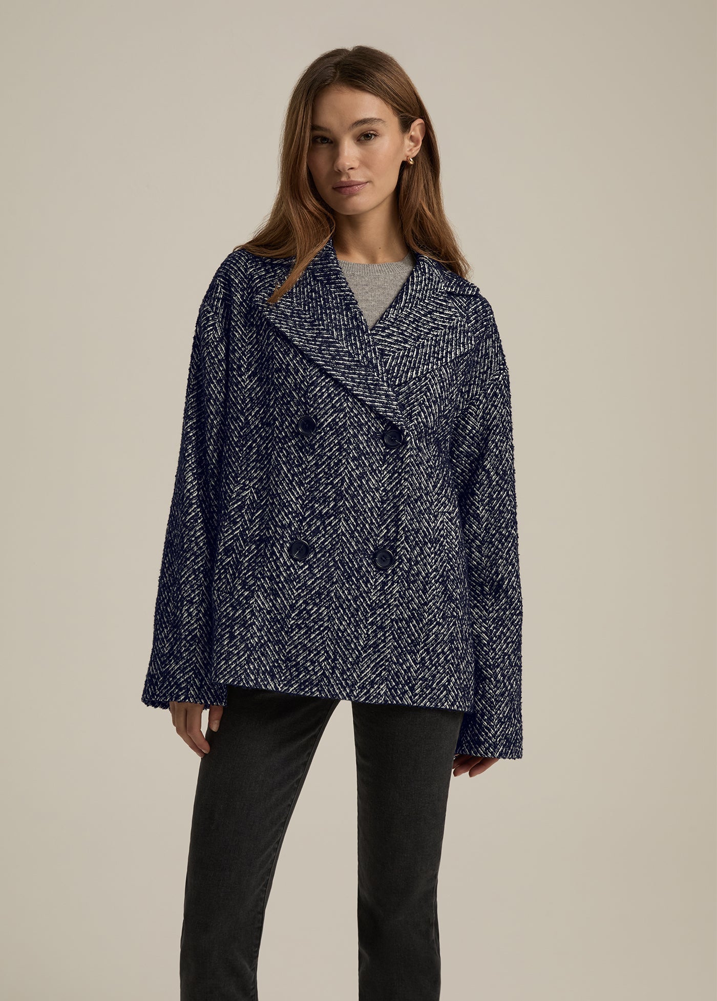 The Favorite Peacoat | Navy Herringbone