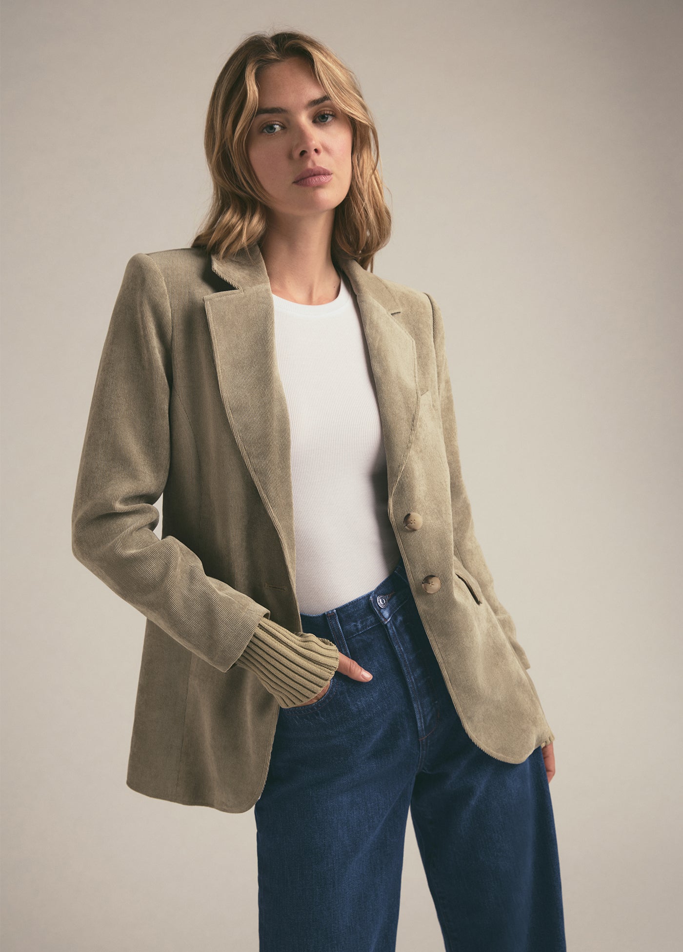 The City Corduroy Blazer | Eucalyptus