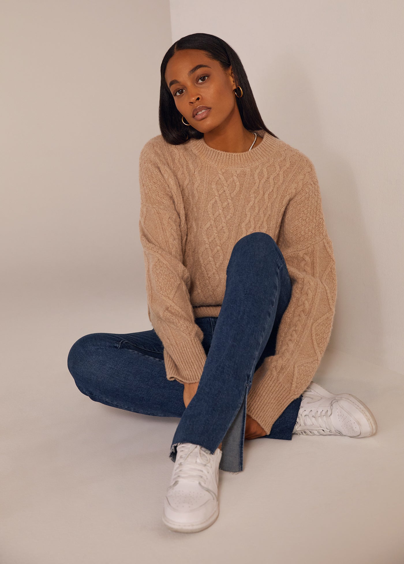The Oversized Cable Sweater | Smoke Grey