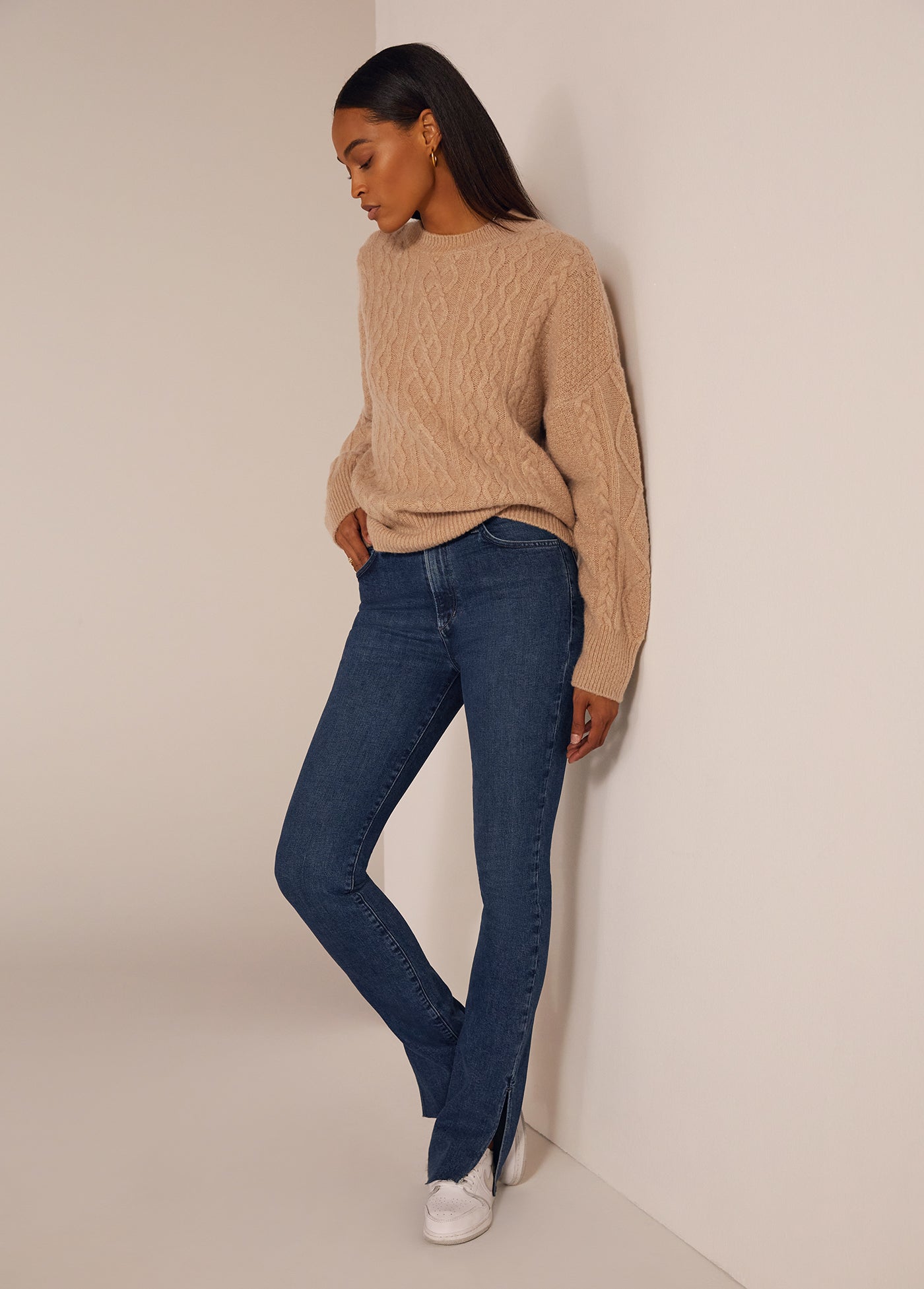 The Oversized Cable Sweater | Smoke Grey