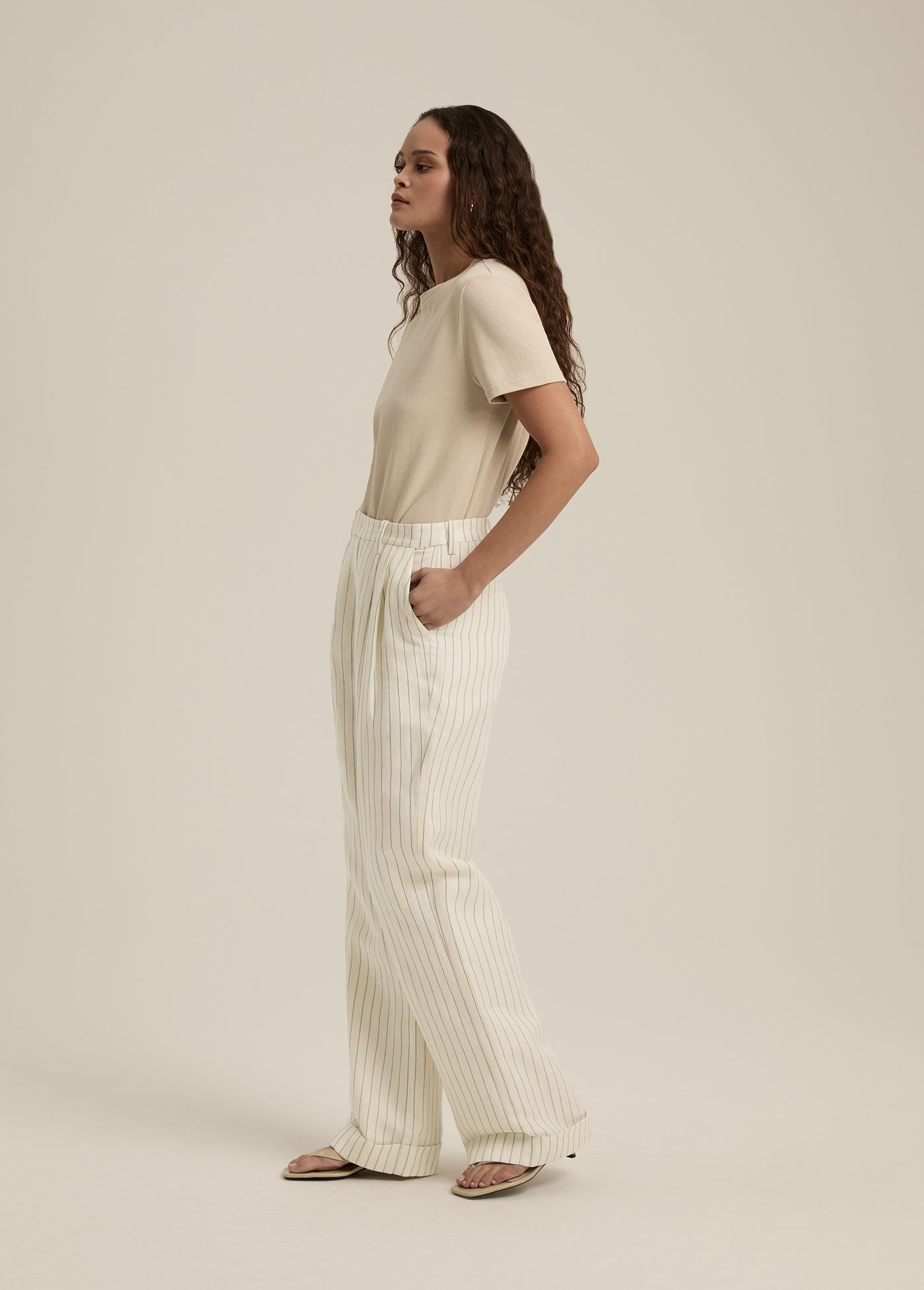The Paige Pant | Emerald Stripe