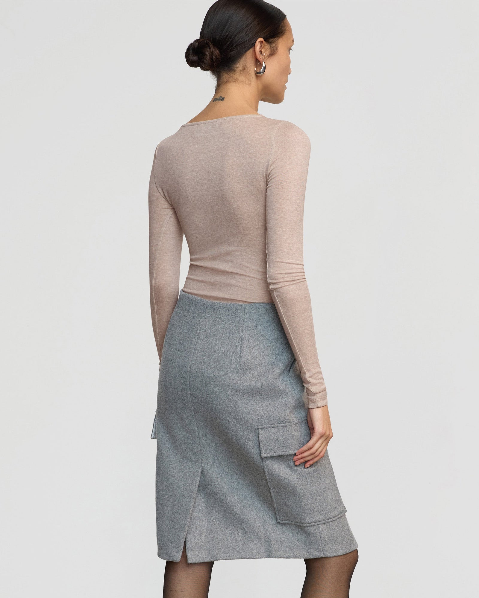 Charlotte | Felicia Wool Utility Midi Skirt in Size Extra Small