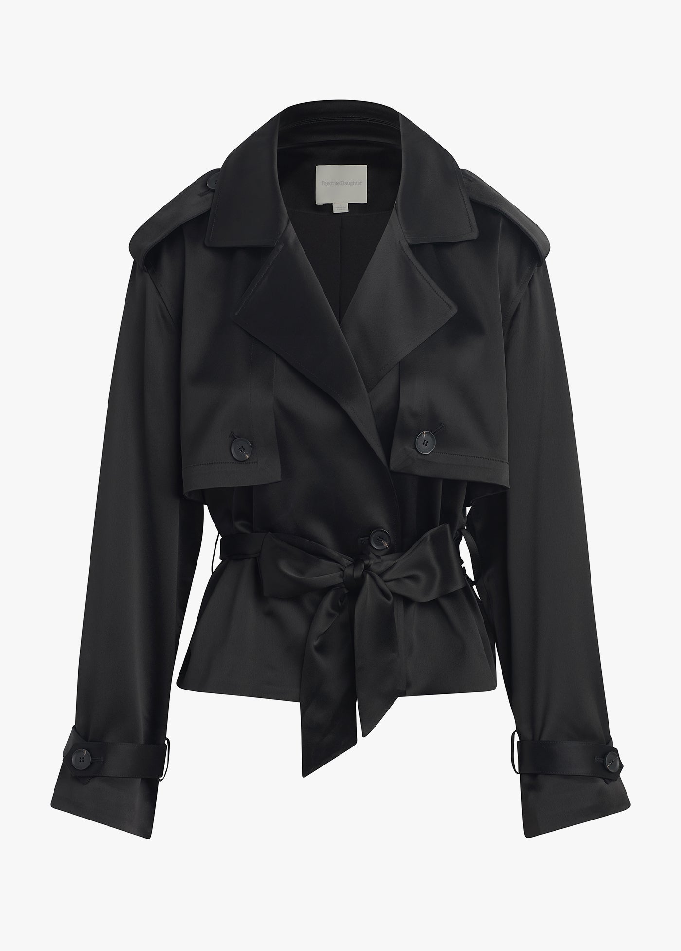 The Cropped Charles Trench | Black Satin