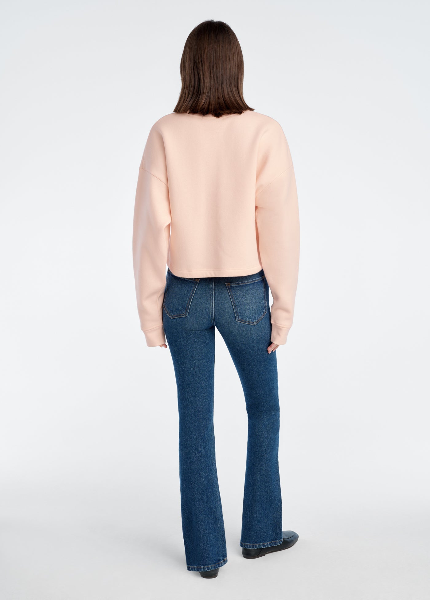 The Cropped Collegiate Sweatshirt | Pale Pink White