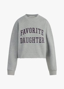The Cropped Collegiate Sweatshirt | Heather Grey Burgundy