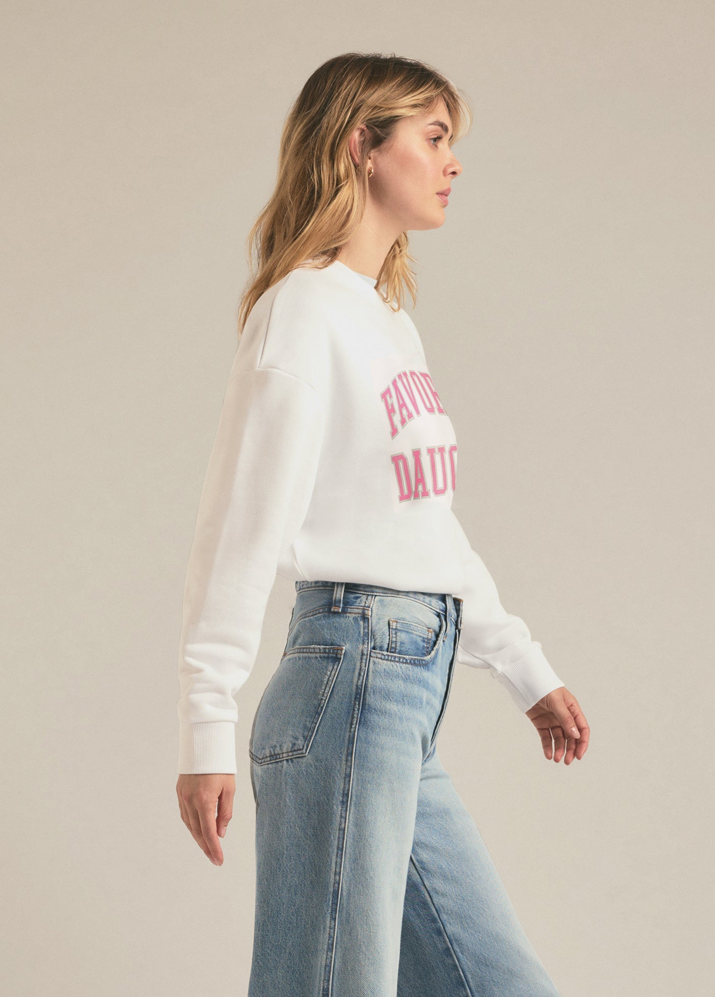 The Collegiate Sweatshirt | White Neon Pink