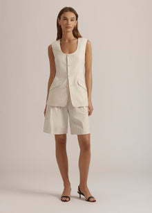 ivory navy pinstripe