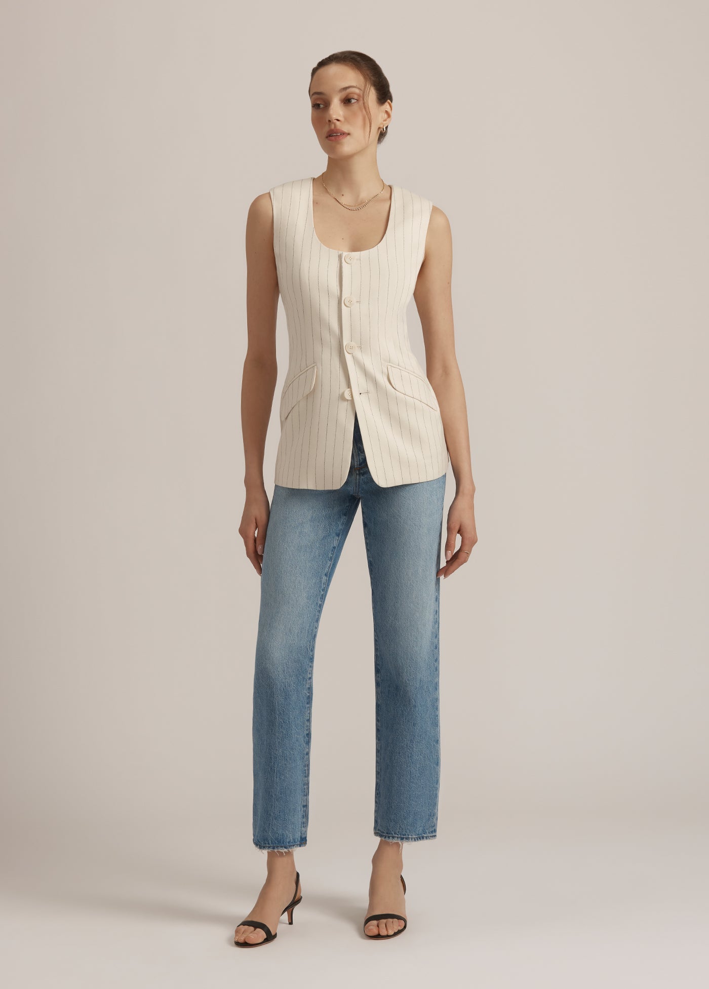 ivory navy pinstripe