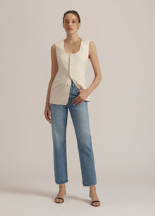 ivory navy pinstripe