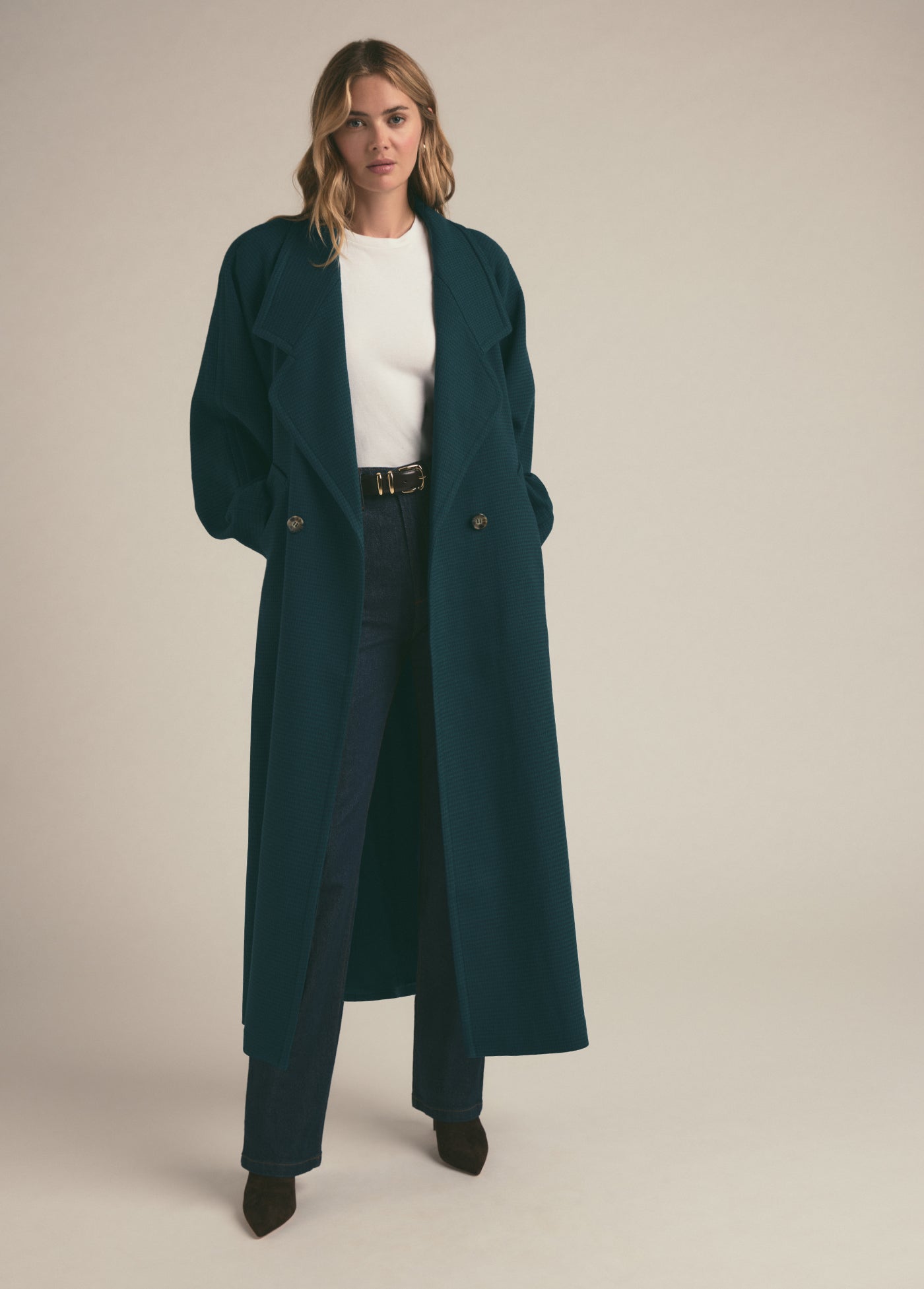 The Long Cameron Coat | Juniper Houndstooth