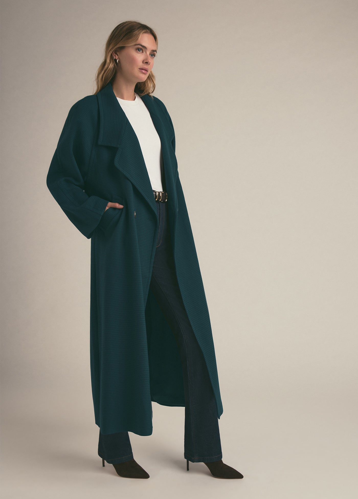 The Long Cameron Coat | Juniper Houndstooth