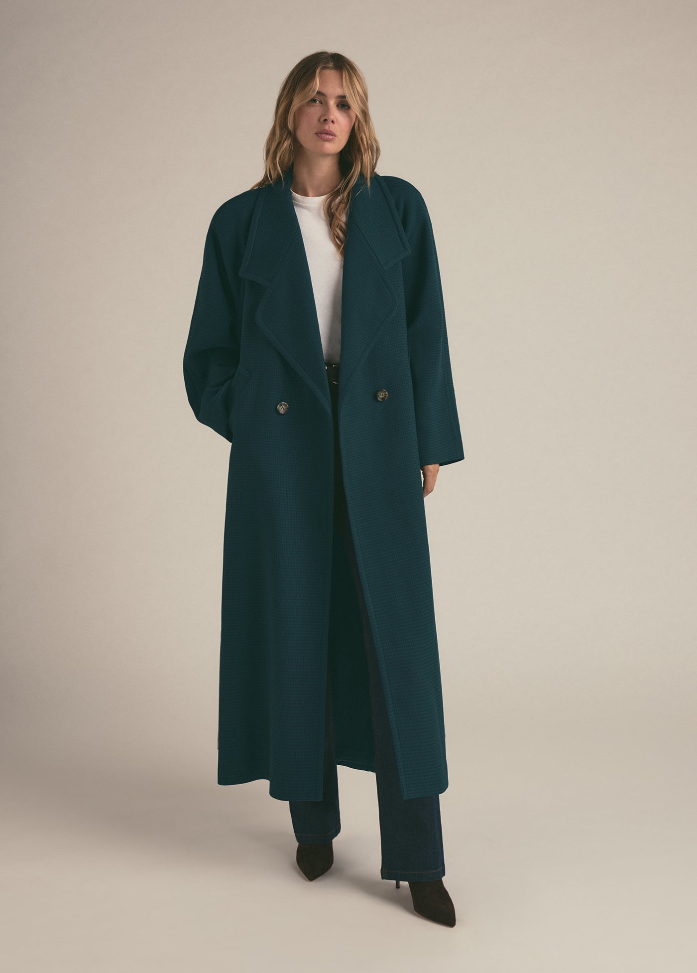 The Long Cameron Coat | Juniper Houndstooth
