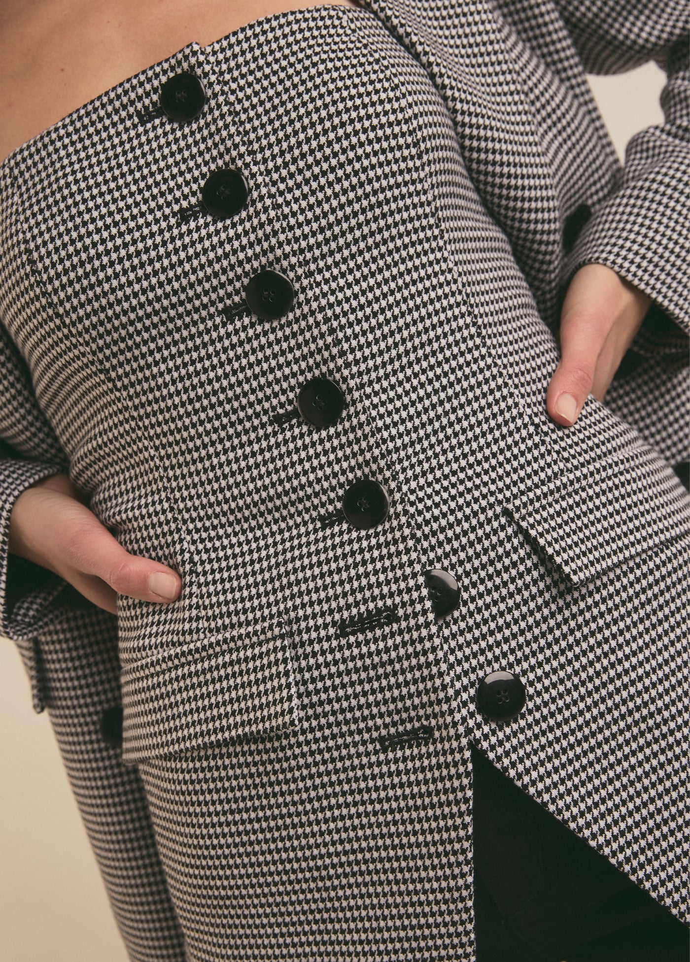 The Phoebe Bustier | Black White Houndstooth