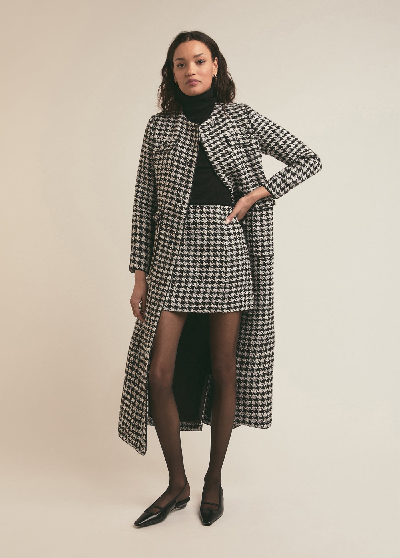 The Posh Coat | Black White Houndstooth