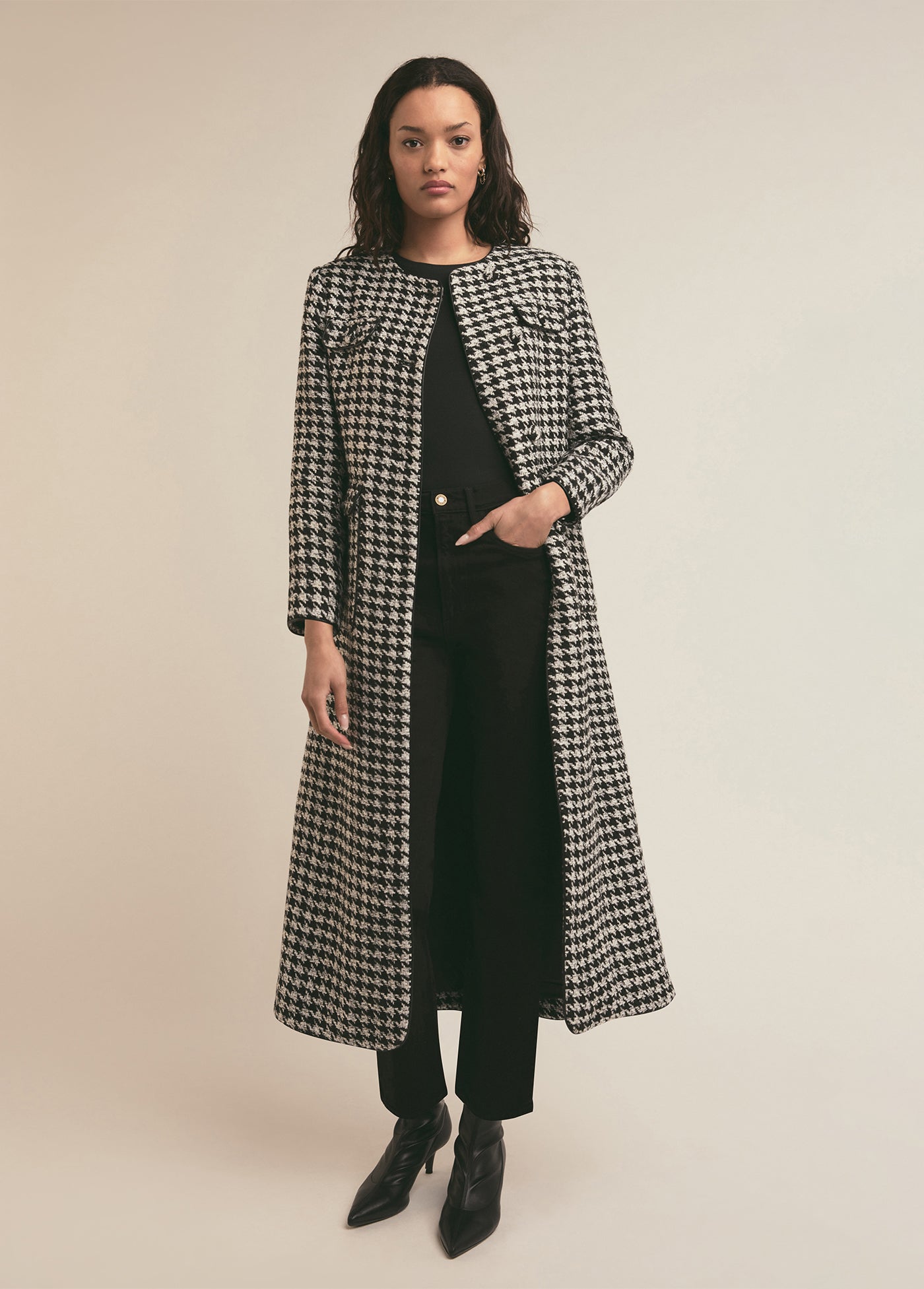 The Posh Coat | Black White Houndstooth